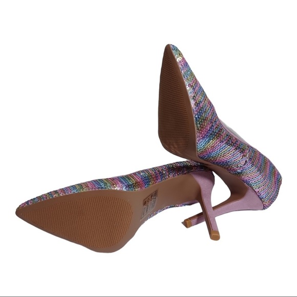 PINK and blue sequin closed toe pumps by Shoe Republic LA various sizes - Picture 10 of 12